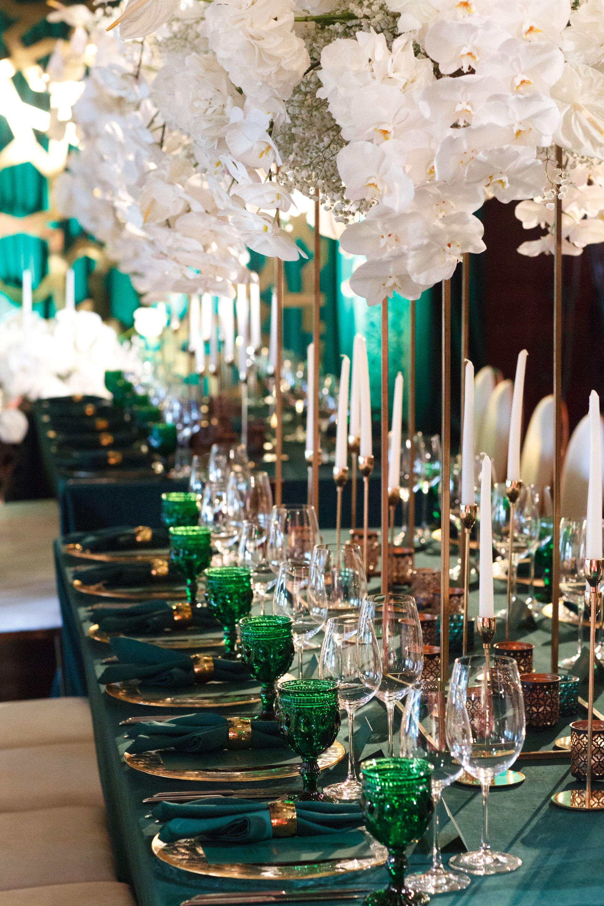 Table set for wedding or another catered event dinner