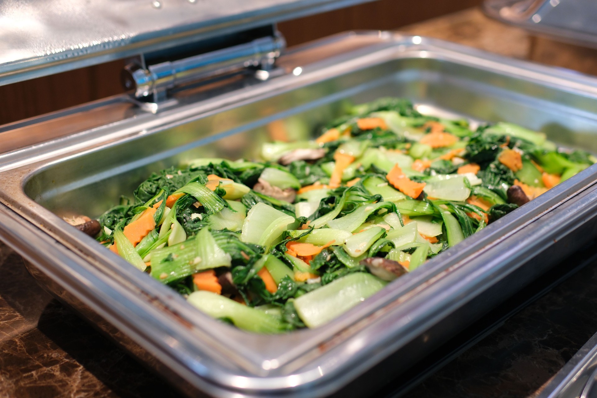 A Boiled vegetable salad with carrot and broccoli